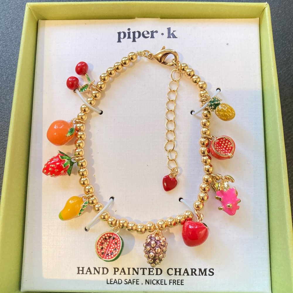 Piper K fruit charm bracelet viral summer tropical cherry strawberry - Picture 7 of 11
